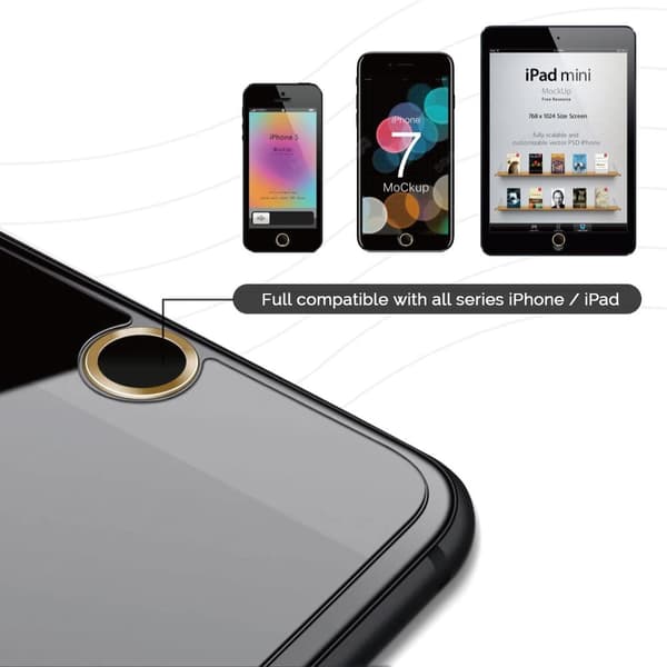 Touch ID-mærkat til hjemknap, kompatibel med iPhone iPad Universal fingeraftryksbeskyttelse