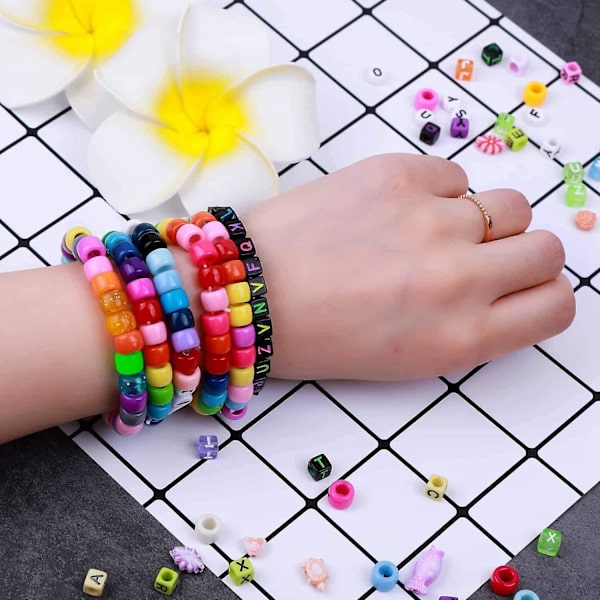 Perle armbånd lage sett, perle vennskap armbånd sett med perler bokstav perler sjarm perler og Ela