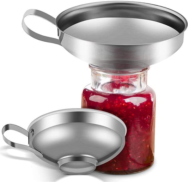 Köksbehållare, 2-delat set i rostfritt stål, breda och vanliga öppningar, diskmaskinssäkra, för konserveringsburkar och flaskor, silver