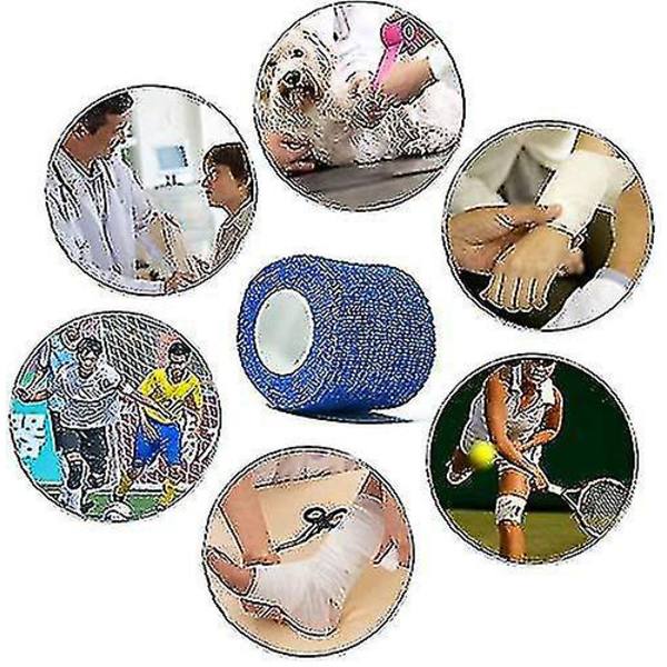 12 kpl 1 x 5 jaardia | Itsekiinnittyvä sidetarra, urheilullinen elastinen koheesioside urheiluvammoihin, venähdyksiin, polviin ja ranteisiin, nilkan nyrjähdyksiin ja turvotukseen Ensimmäinen