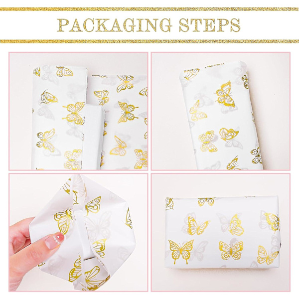 60 st Butterfly Tissue Paper Sheets för presentdekorationer
