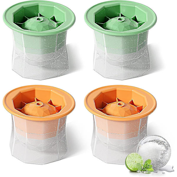 Sæt med 4 iskugleforme, 6,5 cm store runde isterningforme (orangegrå)