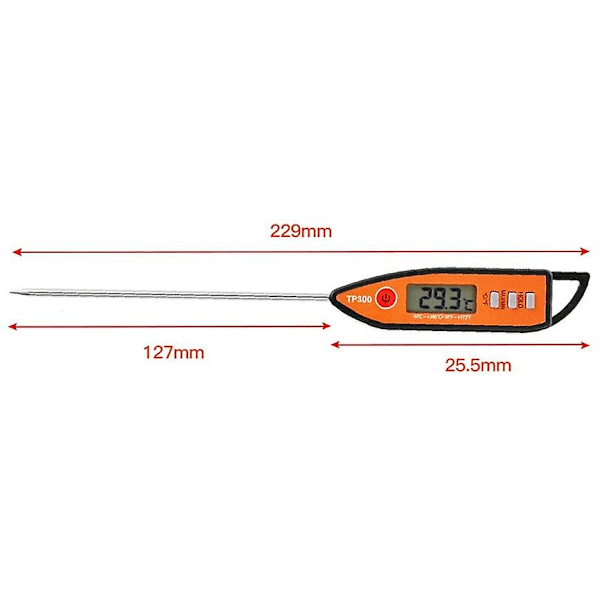 Kjøkkentermometer, digitalt kjøtt- og mattermometer med øyeblikkelig avlesning, lang sonde