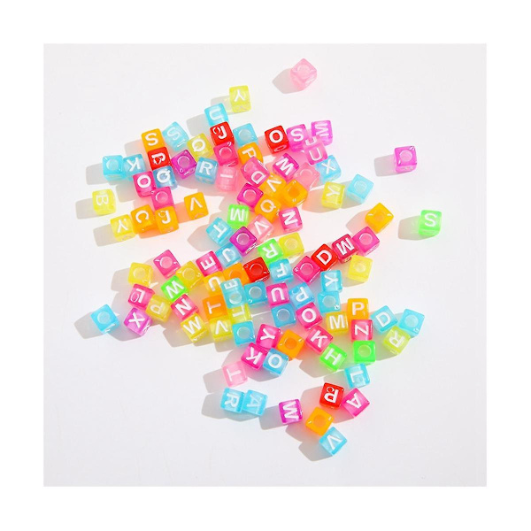 3000 stk. Akryl firkantede bogstavperler i løs vægt, farverig blanding, gør-det-selv-perler til armbånd, smykker, gaver, souvenirs