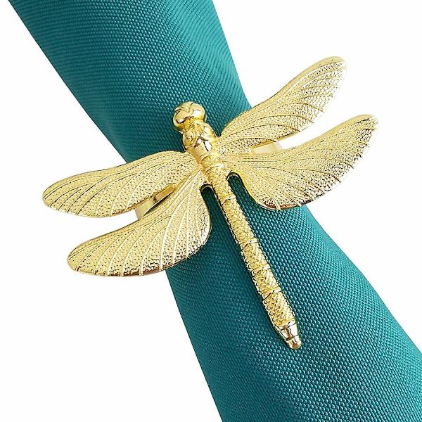 6 stk. Dragonfly Servietringe Guld DIY Hotel Bryllup Banket Bordvisning Metal Servietspænde Jul