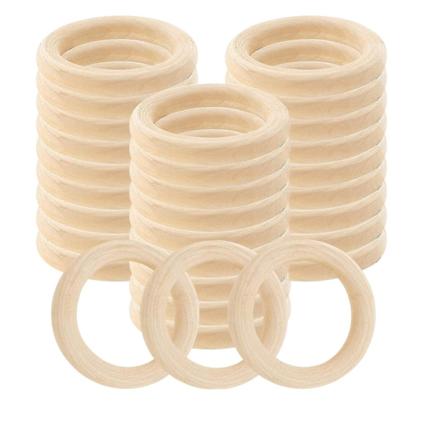 30 st naturliga träringar 60 mm ofärgade makramé träring träcirklar för gör-det-själv-hantverk ring penda