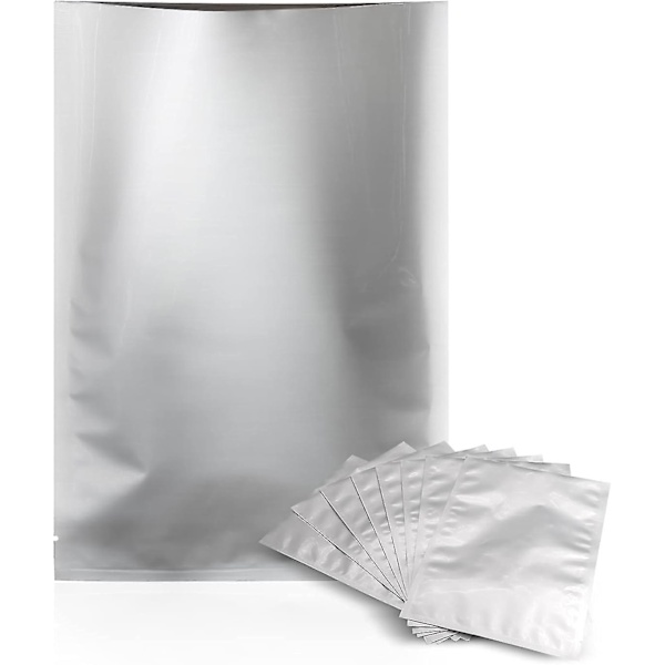 100 stk. 15x22 cm aluminiumsfolie Mylar-poser, varmeforseglelige fødevareopbevaringsposer til tørret mad, dampning, madlavning og langtidsopbevaring