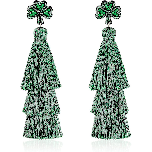 Bohemiska Boho Svarta Kristall Skiktade Tassel Fransen Tråd Kronljus Dangle Örhängen för Kvinnor