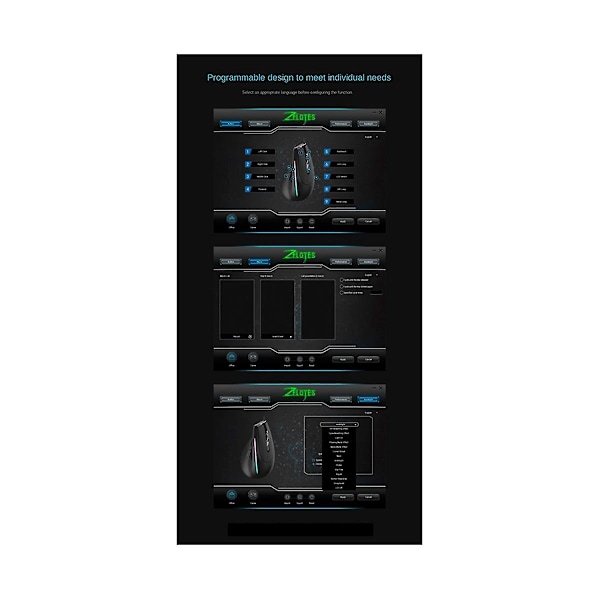 T-50 kablet vertikal RGB optisk spillmus med 9 knapper, vertikal ergonomisk mus egnet for datamaskiner