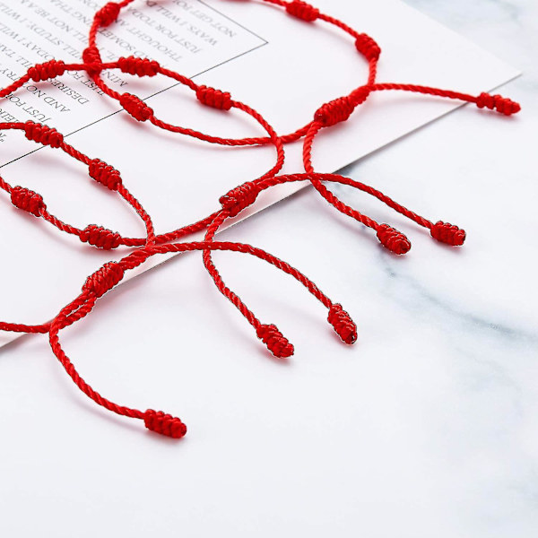 6 stk. Sommer String Armbånd Rød Armbånd Rød Snor Armbånd Justerbar Kabbalah Rød