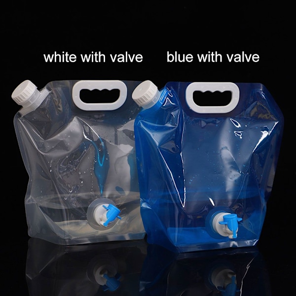 2-PACK 10L Hopfällbar Portabel Vattendunk med Kran (Blå+Vit)