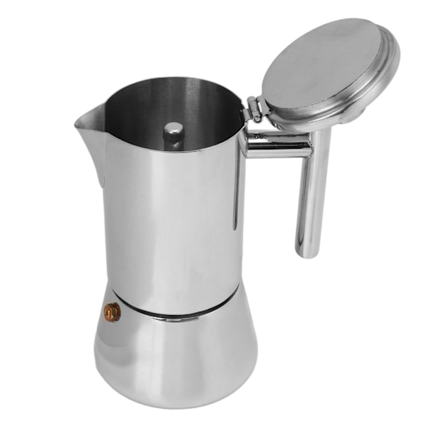 Kaffemaskine i rustfrit stål, poleret kaffekande til komfur, induktionskogegrej, 200 ml til 4 kopper 0.5