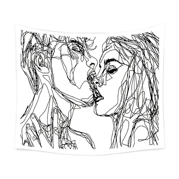 Modern Kiss Väggbonad Abstrakt Konst Väggbonad Psykedelisk Polyester Heminredning Modern Dekorativ (vit 150 X 200cm)