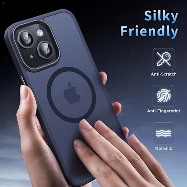 iPhone 15 - Kuori MagSafe MagMat Frostattu Matta Sininen Blue