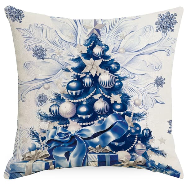 Jul Kuddfodral, Tomte Kuddfodral Set om 4, Drömska Magiska Vinter Snöflingor Dekorativa Kuddfodral