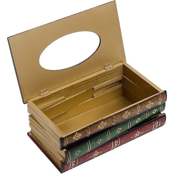 Servetthållare, europeisk form Retrobok Servett Träbox Servett Dispenser Förvaringslåda Dekorativa föremål, Trä 25,5x14,5x10cm (brun)
