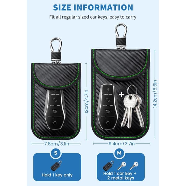 Nyckelring Skyddsfodral, 2-pack, RFID Signalblockerande Nyckelring Skyddsväska, Bilstöldskyddsbur