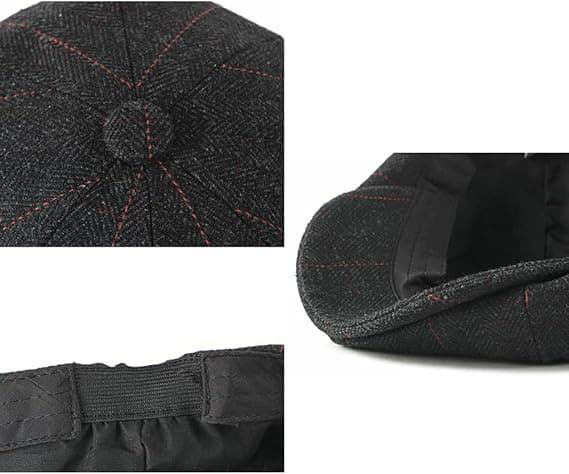 Newsboy Caps Justerbar Herringbone Baker Boy Flat Kepsar Skyddsmössa Tyg Cap for Menn
