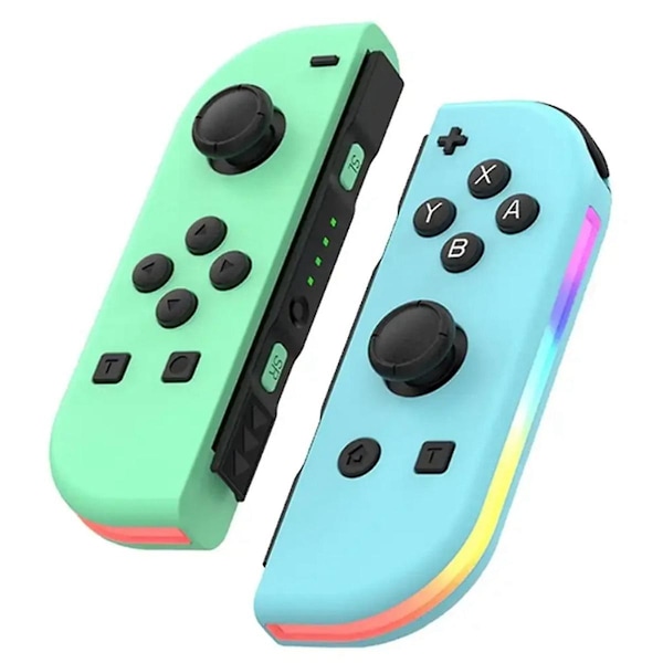 2 st Joypad-kontroller (v/h) för Switch, Trådlös Joypad-ersättning för Dual Vibration/RGB-ljus-a