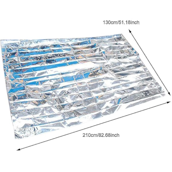 Nødtermiske tepper (2-pakning), sølv 82,6'x55', overlevelsesutstyr for voksne og barn, reflekterende mylartepper