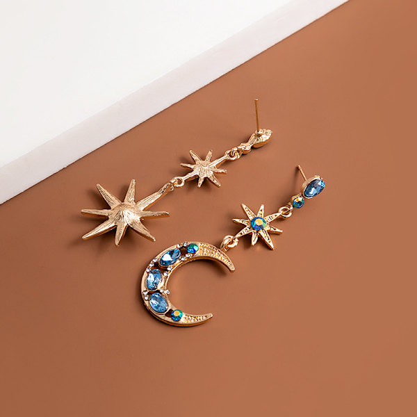 Crescent Moon Star Dangle Øreringe, Sol Måne Stjerner Drop Øreringe Hypoallergeniske, Stjerne og Måne Øreringe Studs