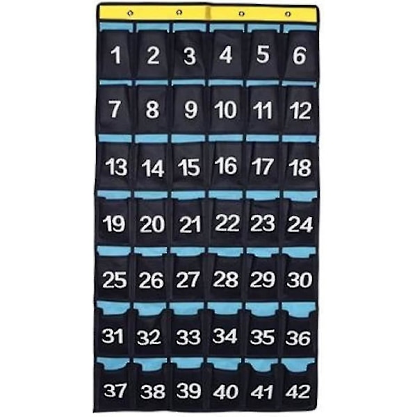 Numrerad arrangör Klassrum Fickdiagram för mobiltelefoner (42 fickor)