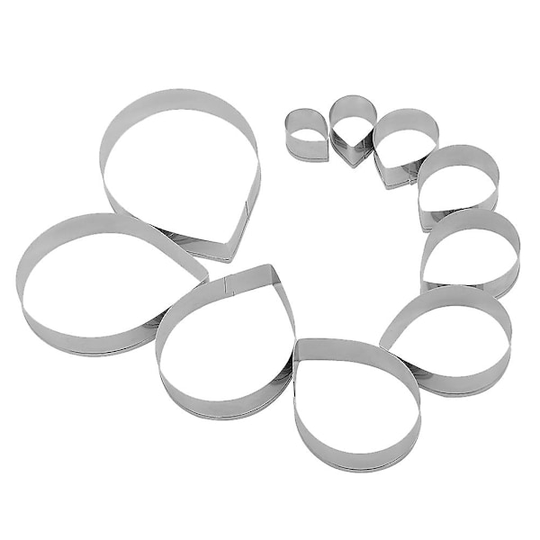 10 st rostfria blomsterblad kakformar ros kronblad fondant tårtformar hembakningsverktyg präglingsformar (silver)