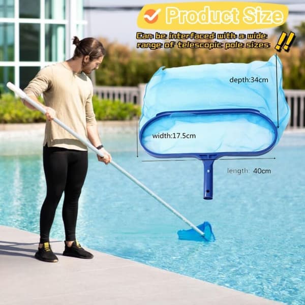 Overfladenet til swimmingpool, overfladebladindsamling, rengøringsnet, poolnetbladskimmer