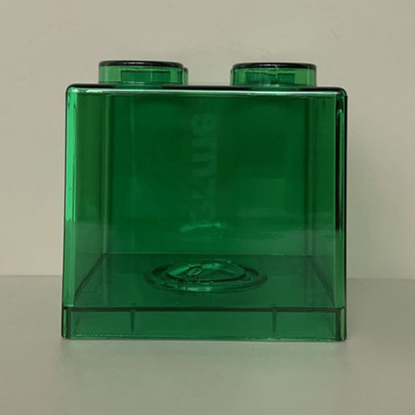 Transparent Spargris 8.9x9.2cm - Rektangulär Byggnadsformad Pengabox Grön