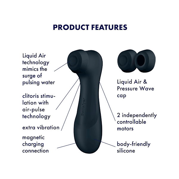 Satisfyer: Pro 2 Generation 3, Dubbel AirPulse Vibrator Black ABS plastic, Silicone