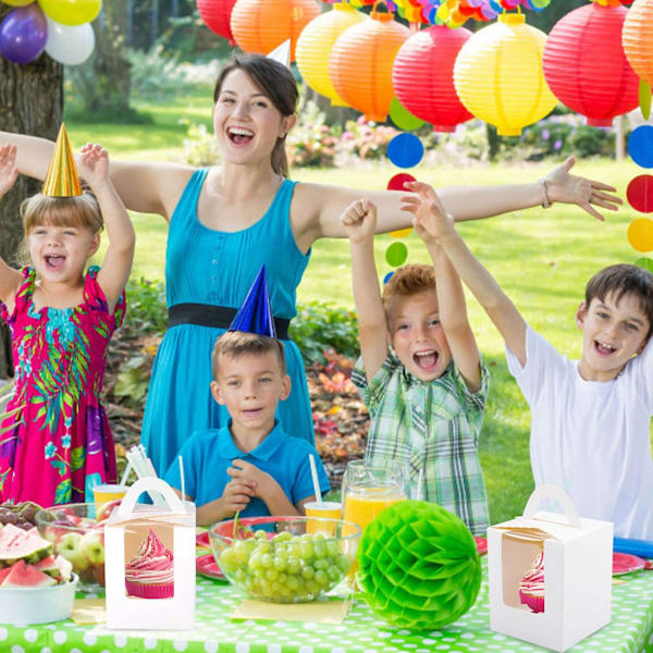 50 stk. Enkelt Cupcake Bokse Hvide Individuelle Cupcake Bærer Holdere Med Vinduesindsatser Til Bageri