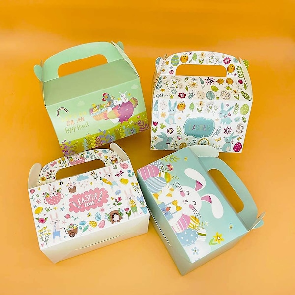 12 st påskgodisboxar Glad påsk presentaskar Kanin Ägg Påskkorg