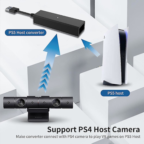 VR-kameraadapter for PS5-konsollvert, PS4 VR-adapterkabel, USB 3.0 hann til hunn, PS4-vertkamera, VR-spill, PS4 VR til PS5-konverter