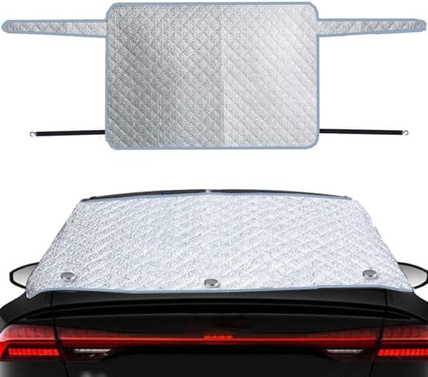 Bilfrontrute frostdeksel, 4-lags tykk isolert design, beskyttelse for front- og bakrute, vinterbruk, 140 x 80 cm