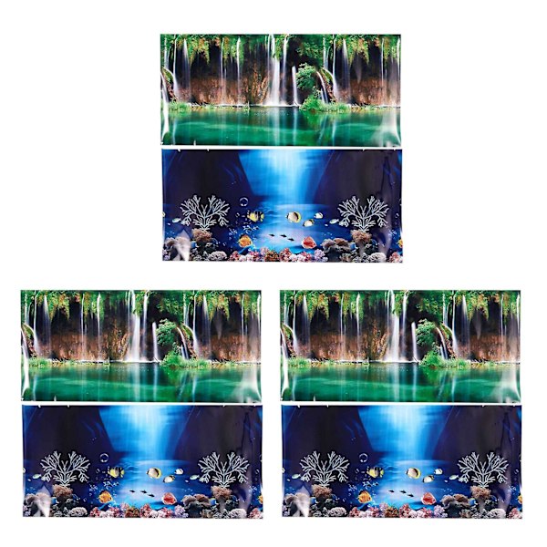 3x Blå Frisk Havsbakgrund Akvarium Ocean Landskap Poster Fisk Tank Bakgrund