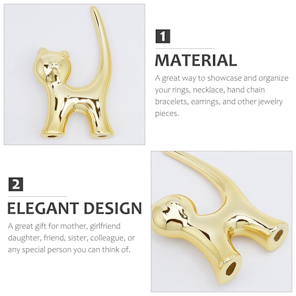 Silver & Gold Ringhållare 2 st Porslin Katt Hem Display Dekorationer för Smyckesdisplay Perfekta Födelsedag Bröllop Festivalgåvor