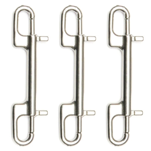 3x Dykkekrok Rustfritt Stål Dobbelt Endet Bolt Snap Hook For Dykking Hundebånd Kamera Stropp