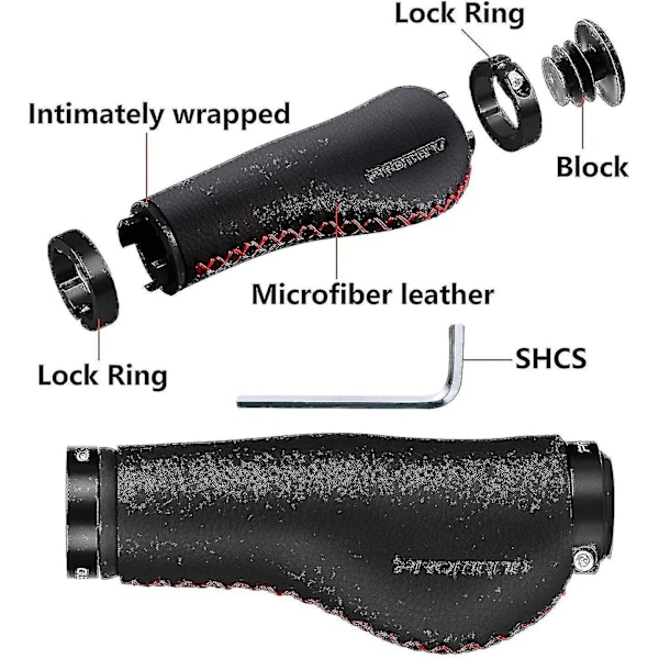 Syntetisk skinn sykkelstyre grep ergonomisk sklisikre grep 22mm