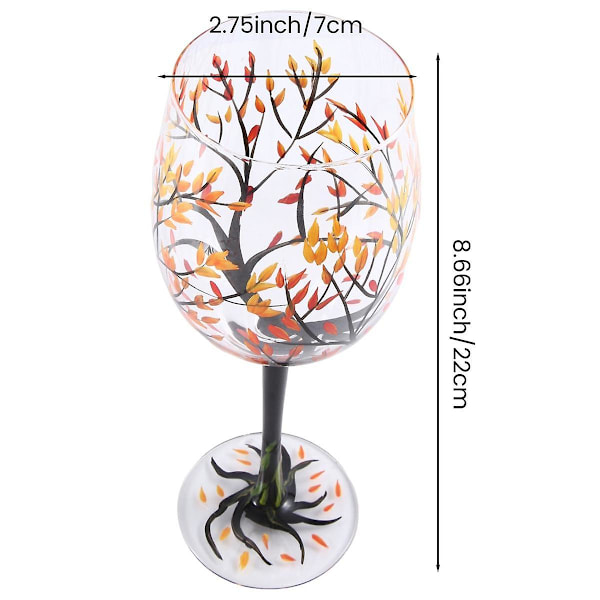2 st Vin glas med höstträd - Höstfärger - Röda, gula, orange blad - Handmålade - Höst