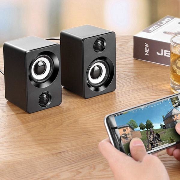 Omslutande datorhögtalare med stereoljud, USB-driven multimedia-högtalare med 4 portar USB-hubb