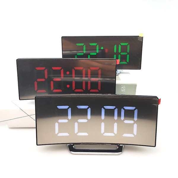 6507 Curved Large Screen Electronic Clock LED Mirror Silent Alarm Clock (Green)