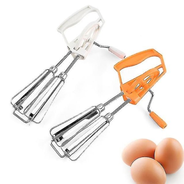 Dobbel roterende manuell eggvispmikser i rustfritt stål, kjøkkenredskap for eggvisp, tilfeldig farge