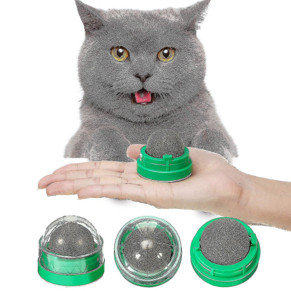 4 Pieces Catnip Wall Balls For Indoor Cats Rotatable Self-adhesive Catnip Edible Licking Balls