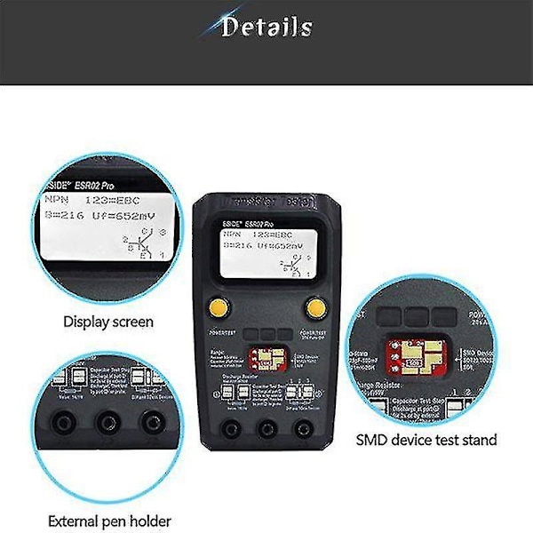 Esr02 Pro Transistor Tester Digital Multimeter Diode Triode Resistor Capacitance Inductance Mosfet