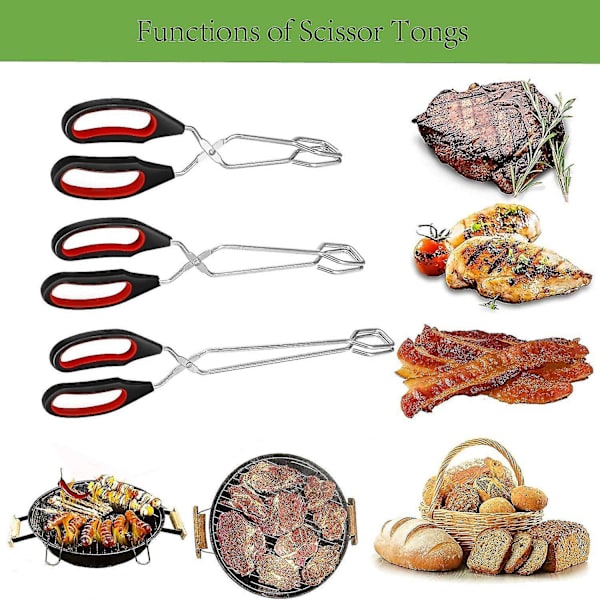 Extra långa saxformade tänger i rostfritt stål för grillning