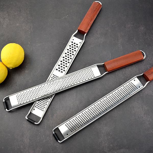 Citrus Rivjern, Træhåndtag, Citron Zester Bar Værktøj, Rustfrit Stål Citrus Zester, Ost Rivjern, Sæt med 3