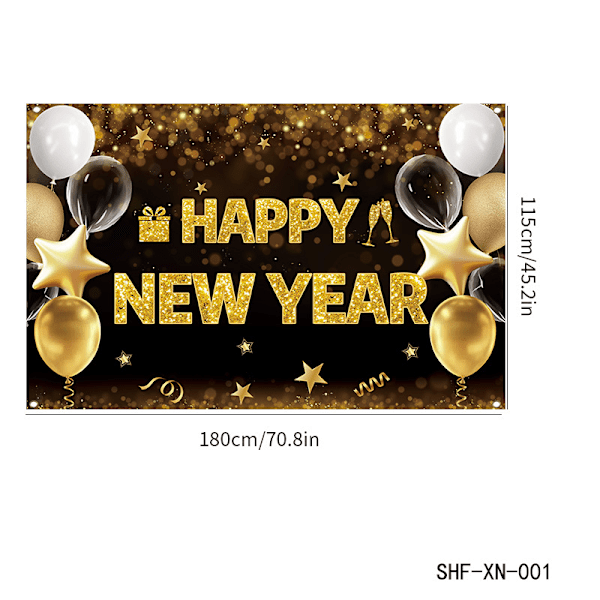 Gott Nytt År Dekorationer Nyårsafton Festtillbehör Banner 2025-70.8x45.2 tum Stor Nyårs Bakgrundsdekorationer för Firanden