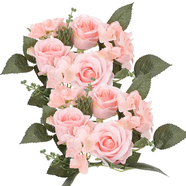 2 stk. Kunstig Rose Krans Lys Kranse Ringe Bryllup Bordplade Krans Dekoration