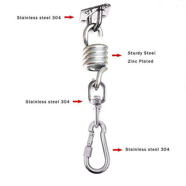 2 stk. drejelige kroge til hængekøjestole i rustfrit stål, ophængningstilbehørssæt til loft/indendørs