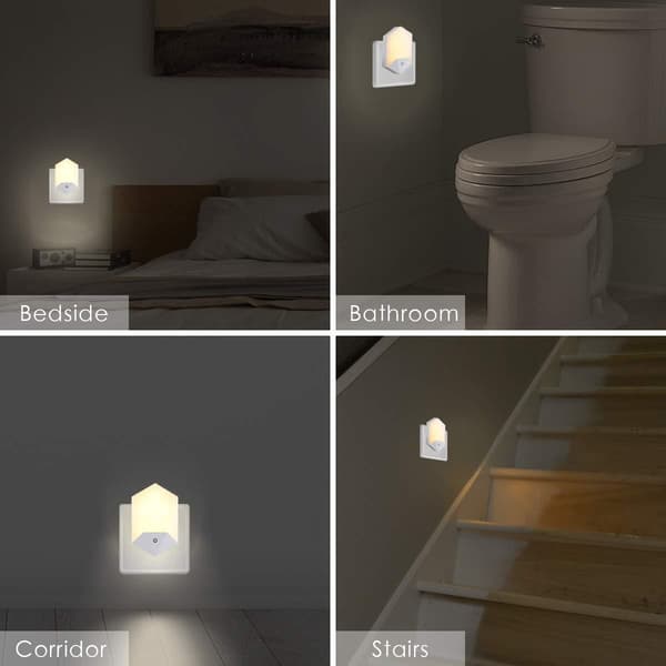Plug-in natlamper til børn, lyssensor varmt hvidt LED natlys med skumring til daggry sensor til soveværelse badeværelser amning